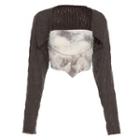 Set: Tie-dyed Sleeveless Crop Top + Ribbed Long-sleeve Cropped Cardigan