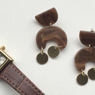 Faux-marble Disc-dangle Earrings
