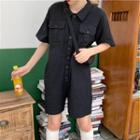 Short-sleeve Cargo Playsuit Black - One Size
