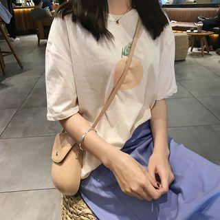 Short-sleeve Citrus Print T-shirt Almond - One Size