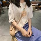 Short-sleeve Citrus Print T-shirt Almond - One Size