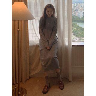 Round-neck Wool Blend Cable-knit Dress
