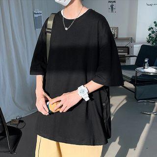 Couple Matching Elbow-sleeve Slit T-shirt