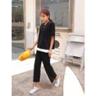 Plus Size Set: Layered-hem T-shirt + Wide-leg Pants