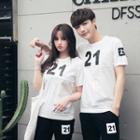 Set: Couple Matching Number T-shirt + Cropped Pants