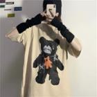 Bear Printed Short-sleeve T-shirt Bear - Almond - One Size