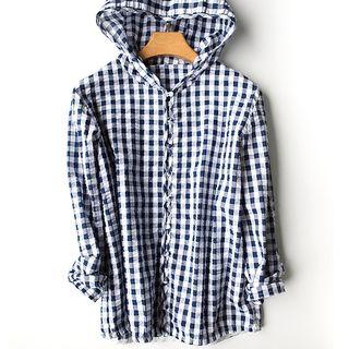 Gingham Hooded Shirt