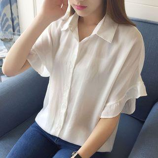 Ruffle Trim Short-sleeve Shirt