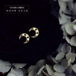 Rhinestone Moon Ear Stud