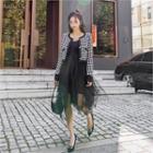 Set: Houndstooth Jacket + Tulle-hem Pinafore Dress Black - One Size