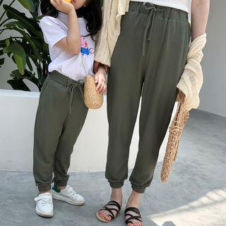 Family Matching Plain Drawstring Jogger Pants