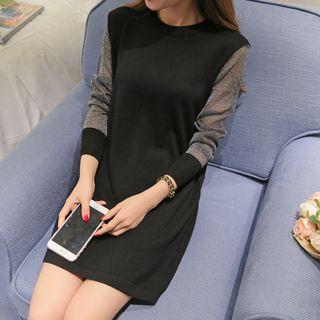 Glitter Long-sleeve Knit Dress