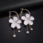 Flower Drop Earrings White - One Size