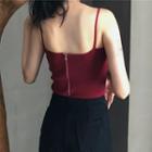 Zip-up Back Knit Camisole Top