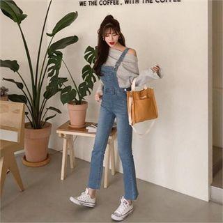 Washed Denim Overall Pants