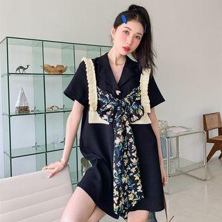 Ruffle Panel Bow Mini A-line Dress