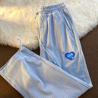 Lettering Heart Patch Corduroy Pants