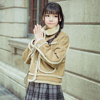 Furry Trim Buttoned Coat