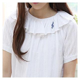 Musical Note Embroidered Frilled Top