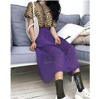 Pleated Midi Skirt Purple - One Size