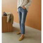 Embroidered Band-waist Straight-cut Jeans