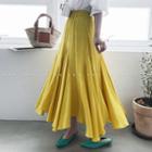 Band-waist Godet Long Flare Skirt