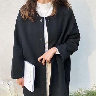 Single Breasted Long Baseball Jacket Black - One Size