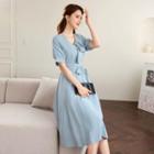 Frill-trim Tie-waist Dress