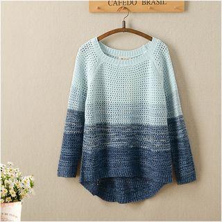 Color Block Crochet Knit Sweater