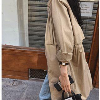 Band-waist Flap Safari Jacket Beige - One Size