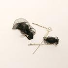 Faux Pearl / Mesh Hair Pin Set Of 2 - Black - One Size