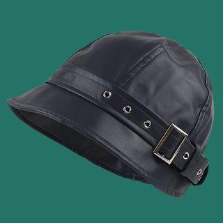 Faux Leather Short Brim Cap
