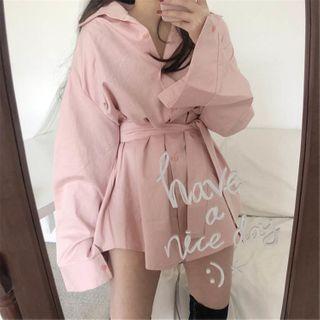 Long-sleeve Dress Pink - One Size