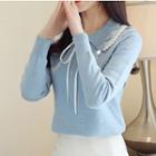 Bow Peter-pan Collar Knitted Sweaters