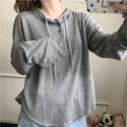 Drawstring Buttoned Hoodie