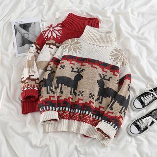 Turtleneck Reindeer Jacquard Sweater