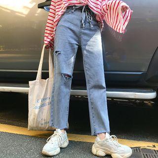 Cut-out Straight-cut Jeans