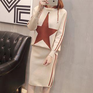 Set: Star Sweater + Knit Hoodie Dress