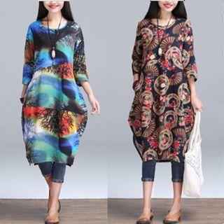 Printed 3/4 Sleeve Dress