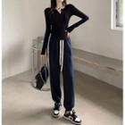 Long-sleeve T-shirt / High-waist Sweatpants