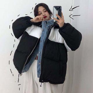 Mock Two Piece Color Block Zip Jacket