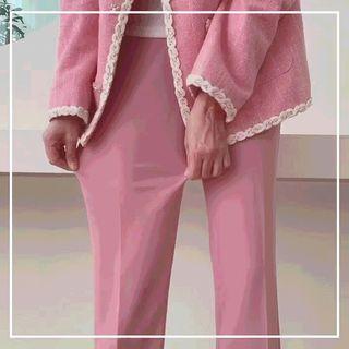 Wide-band Straight-cut Dress Pants