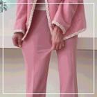 Wide-band Straight-cut Dress Pants