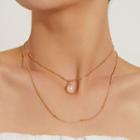 Layered Faux Pearl Pendant Necklace