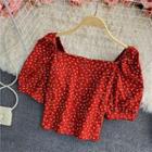 Square-neck Floral Print Puff Sleeve Top
