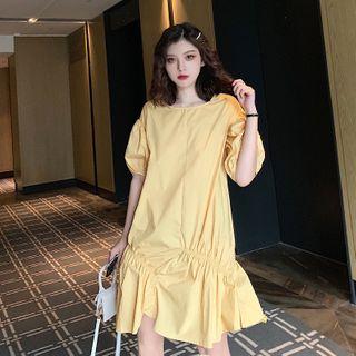 Short-sleeve Irregular Hem Dress