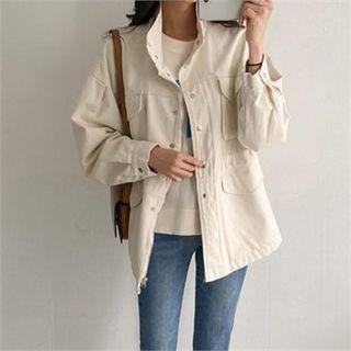 Drawstring-waist Parka Ivory - One Size