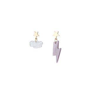 Non-matching Alloy Cloud & Lightning Dangle Earring