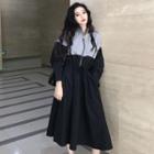Panel Drawstring A-line Zip Dress