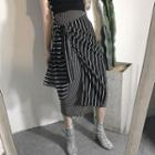 Asymmetric Striped Chiffon Skirt